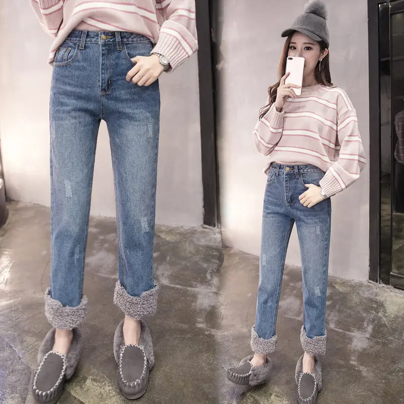 Women's 3XL plus size skinny jeans, lamb wool, high waist stitching, velvet straight jeans, C5949
Women's 3XL plus size skinny jeans, lamb wool, high waist stitching, velvet straight jeans, C5949