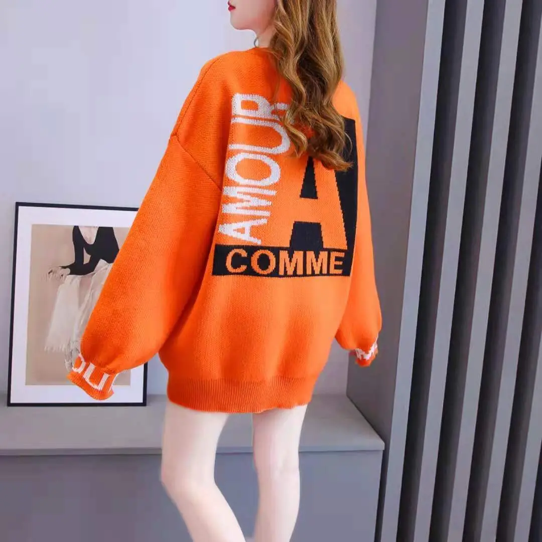 High-quality sweater for girls letter jacquard women knitted jumper 2021 autumn and winter loose casual coat Korean style top
High-quality sweater for girls letter jacquard women knitted jumper 2021 autumn and winter loose casual coat Korean style top
