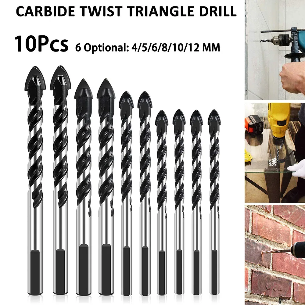 10Pcs Brill Bits Multi-Material Triangle Drill Bit Diamond Set For Tile Concrete Brick Glass Plastic Wood Stone 6-12mm
10Pcs Brill Bits Multi-Material Triangle Drill Bit Diamond Set For Tile Concrete Brick Glass Plastic Wood Stone 6-12mm