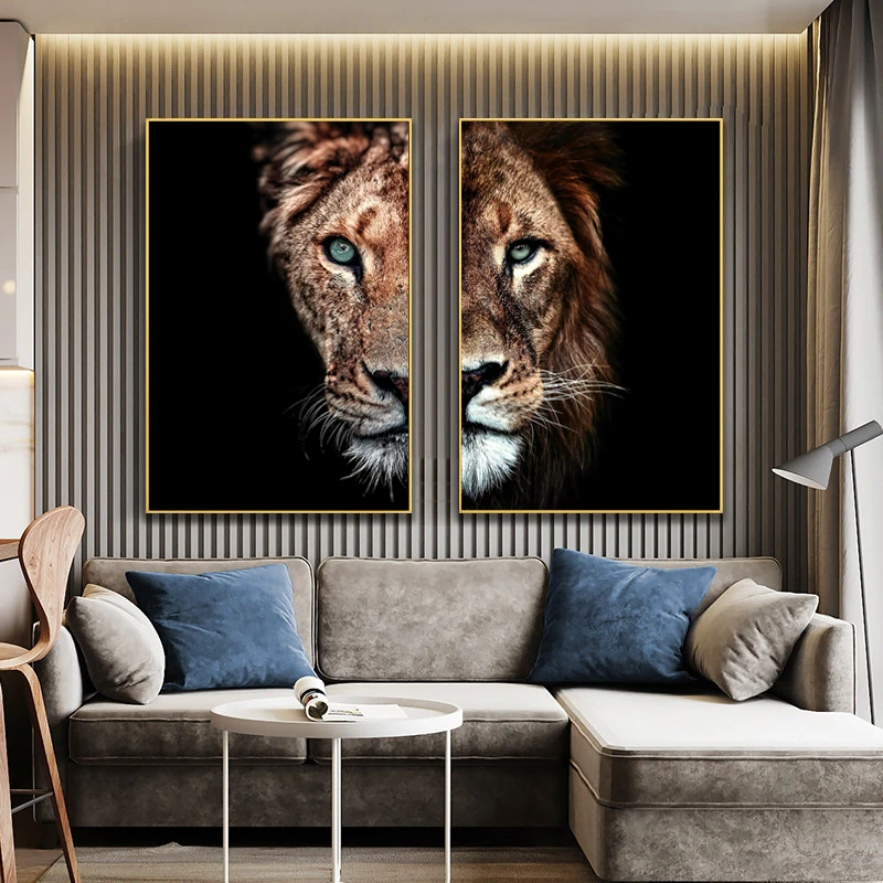 Male Lion And Lioness Canvas Paintings On The Wall Art Modern Decorative Posters And Prints Canvas Art Animal Pictures for Room
Male Lion And Lioness Canvas Paintings On The Wall Art Modern Decorative Posters And Prints Canvas Art Animal Pictures for Room