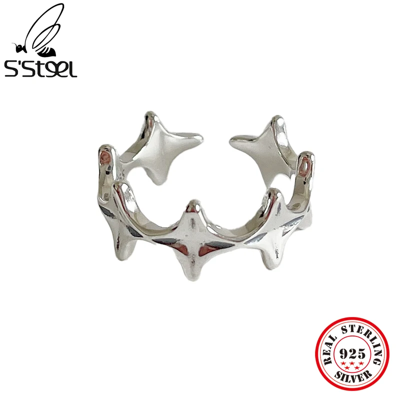 S'STEEL 925 Sterling Silver Cute Irregular Star Resizable Ring Gift For Women Personalized Fashion Open Rings Fine Jewelry
S'STEEL 925 Sterling Silver Cute Irregular Star Resizable Ring Gift For Women Personalized Fashion Open Rings Fine Jewelry