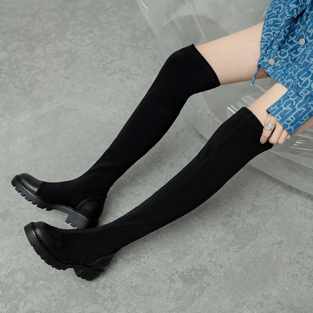 JOUIR TALONS Fashion High Quality Shoes Woman Genuine Leather Patchwork Over-the-knee Boots Stretch Fabric Autumn
JOUIR TALONS Fashion High Quality Shoes Woman Genuine Leather Patchwork Over-the-knee Boots Stretch Fabric Autumn