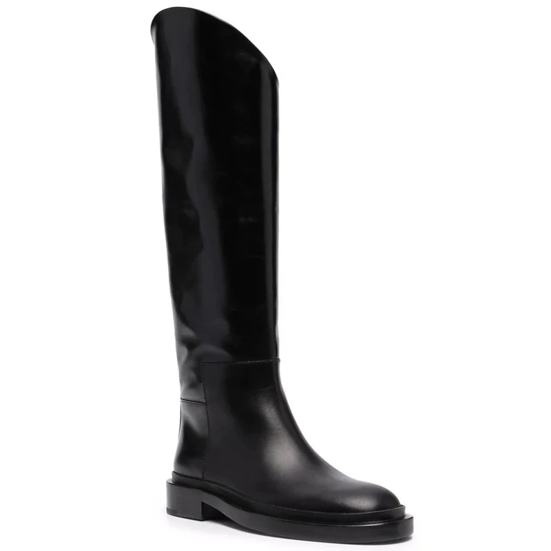 Genuine Leather Women's High Boots Chunky Heels Slip On Long Boots Women Solid Botas Flat Designer Shoes For Botas Femininas
Genuine Leather Women's High Boots Chunky Heels Slip On Long Boots Women Solid Botas Flat Designer Shoes For Botas Femininas