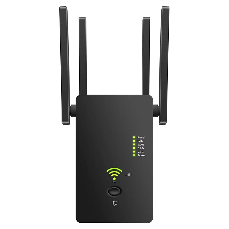 

AC1200Mbps Wireless Wifi Repeater Router Dual Band 2.4/5G Wi-Fi Extender WiFi Wireless Signal Booster-US Plug