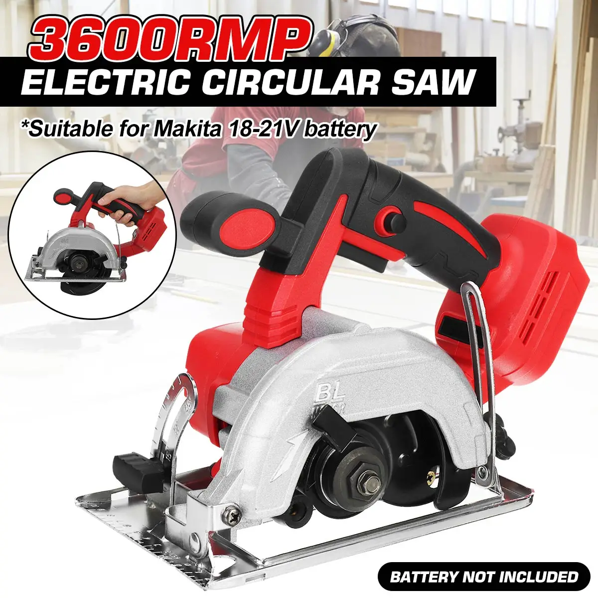 3600RPM 125mm Electric Circular Saw Multifunctional ElectricSaw Wood Metal Tile Cutting Machine Power Tool for Makita 18 Battery
3600RPM 125mm Electric Circular Saw Multifunctional ElectricSaw Wood Metal Tile Cutting Machine Power Tool for Makita 18 Battery
