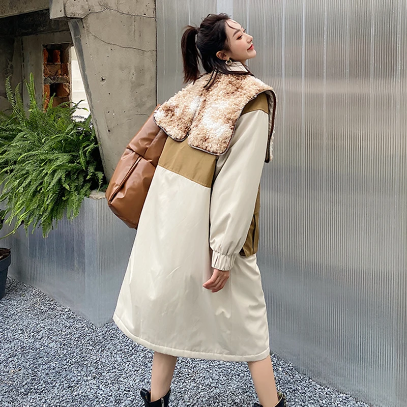 SISPELL Patchwork Hair For Female Cotton Coat Hit Color Lapel Collar Long Sleeve Loose Women's Casual Cotton Jacket Fashion Tide
SISPELL Patchwork Hair For Female Cotton Coat Hit Color Lapel Collar Long Sleeve Loose Women's Casual Cotton Jacket Fashion Tide