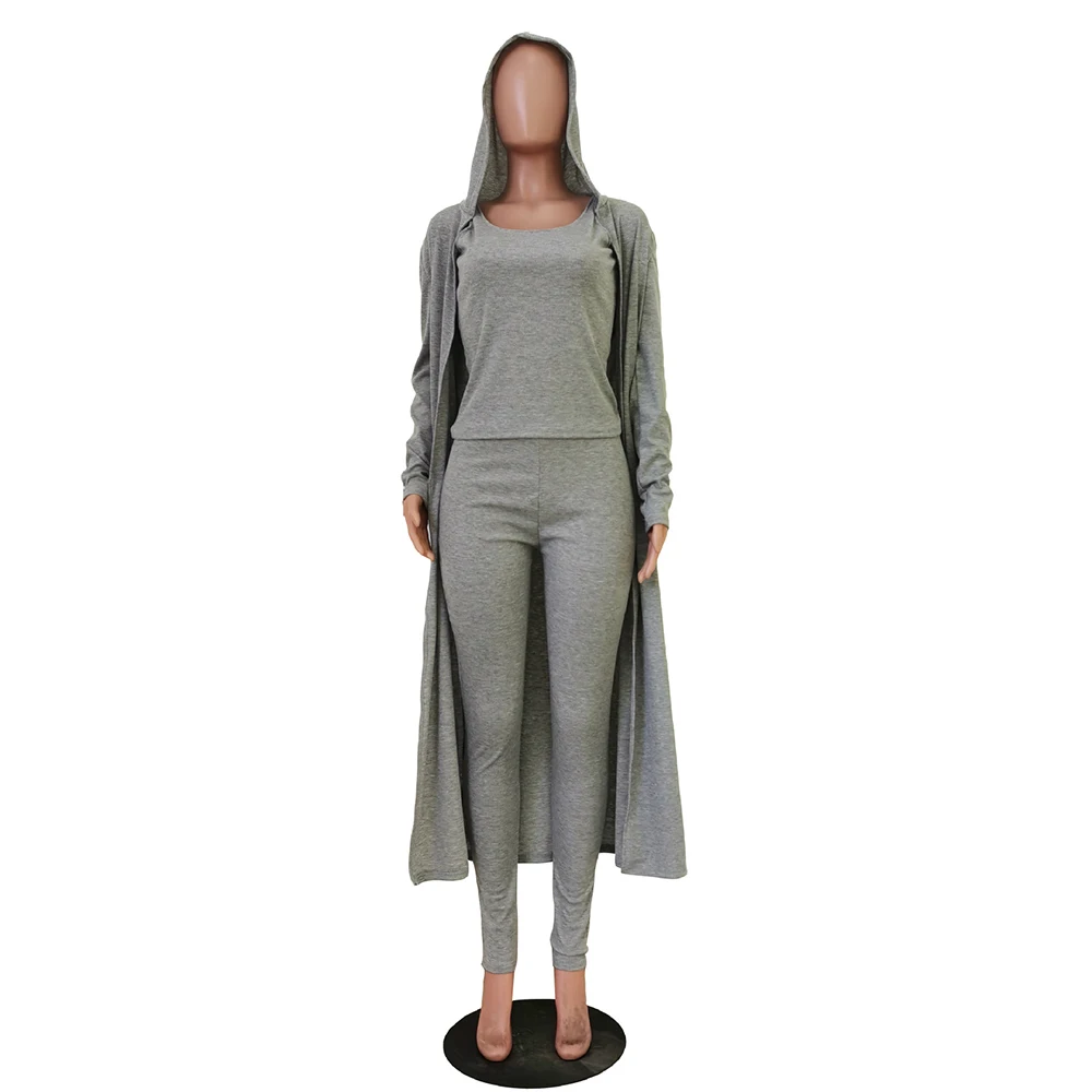 Elastic Hight Ribbed Bodycon 3 Pieces Sets Autumn Winter Clothes for Women Tank Tops+skinny Legging+hooded Long Sleeve Cardigan
Elastic Hight Ribbed Bodycon 3 Pieces Sets Autumn Winter Clothes for Women Tank Tops+skinny Legging+hooded Long Sleeve Cardigan