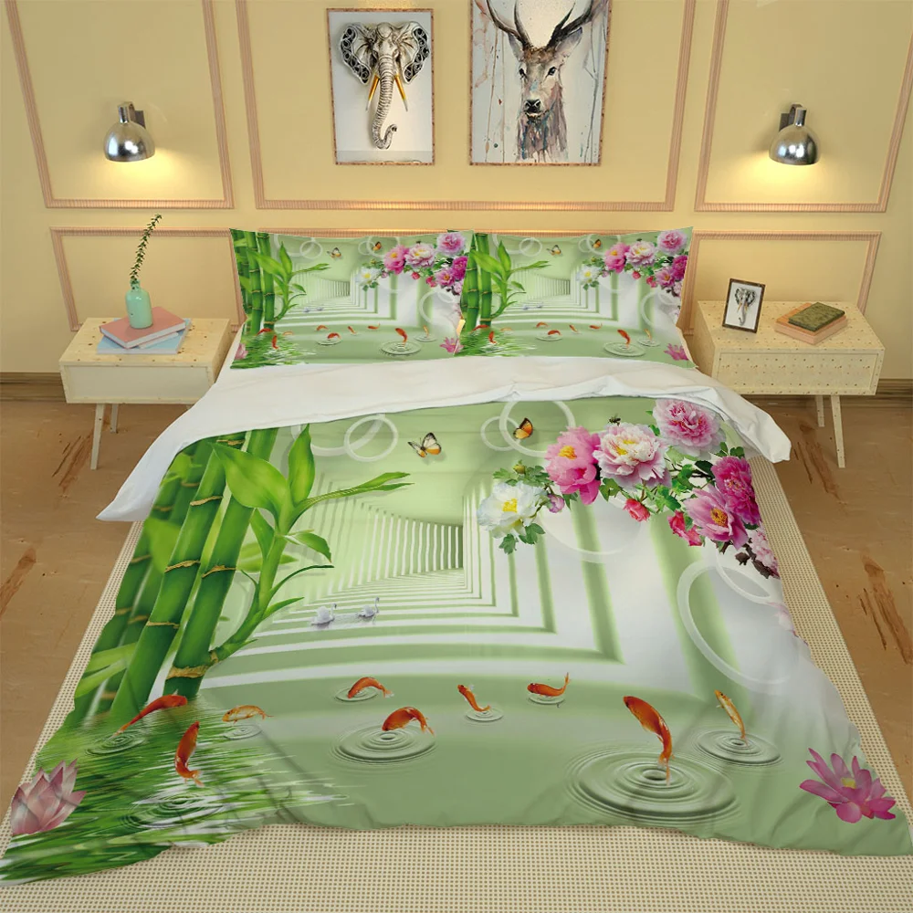 

Новое поступление 3d постельных принадлежностей s стереоскопические постельные принадлежности зеленый бамбуковый Комплект постельного бе...