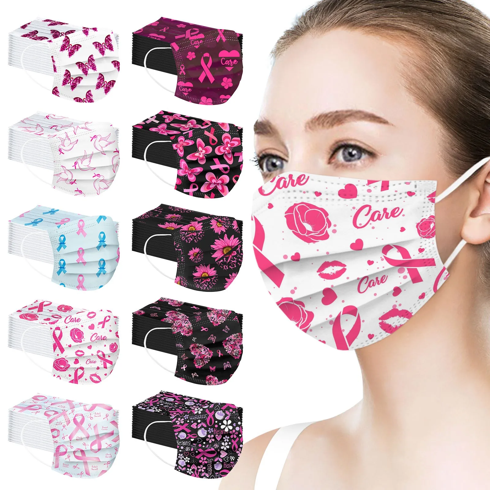 50pc Disposable Adult Breast Cancer Day Disposable Face Mask 3ply Ear Loop Mask Printing Halloween Cosplay Mask mascarillas
50pc Disposable Adult Breast Cancer Day Disposable Face Mask 3ply Ear Loop Mask Printing Halloween Cosplay Mask mascarillas