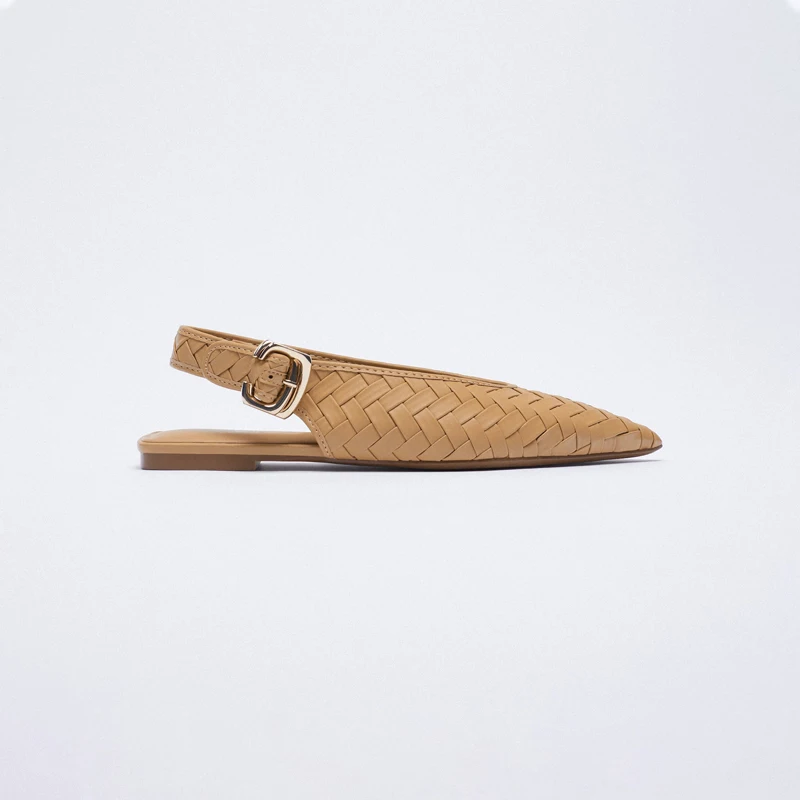 Woven Pointed Flats Shoes 2021summer Slingbacks Shoes Genuine Leather Beige Sandalias Femininas Retro Shallow Shoe Ladies Shoes
Woven Pointed Flats Shoes 2021summer Slingbacks Shoes Genuine Leather Beige Sandalias Femininas Retro Shallow Shoe Ladies Shoes