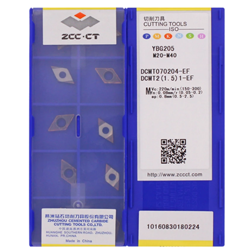 ZCC.CT DCMT070202-EF YBG202 / DCMT070204-EF YBG202 / DCMT070202-EF YBG205 / DCMT070204-EF YBG205 CNC carbide inserts 10PCS/BOX
ZCC.CT DCMT070202-EF YBG202 / DCMT070204-EF YBG202 / DCMT070202-EF YBG205 / DCMT070204-EF YBG205 CNC carbide inserts 10PCS/BOX