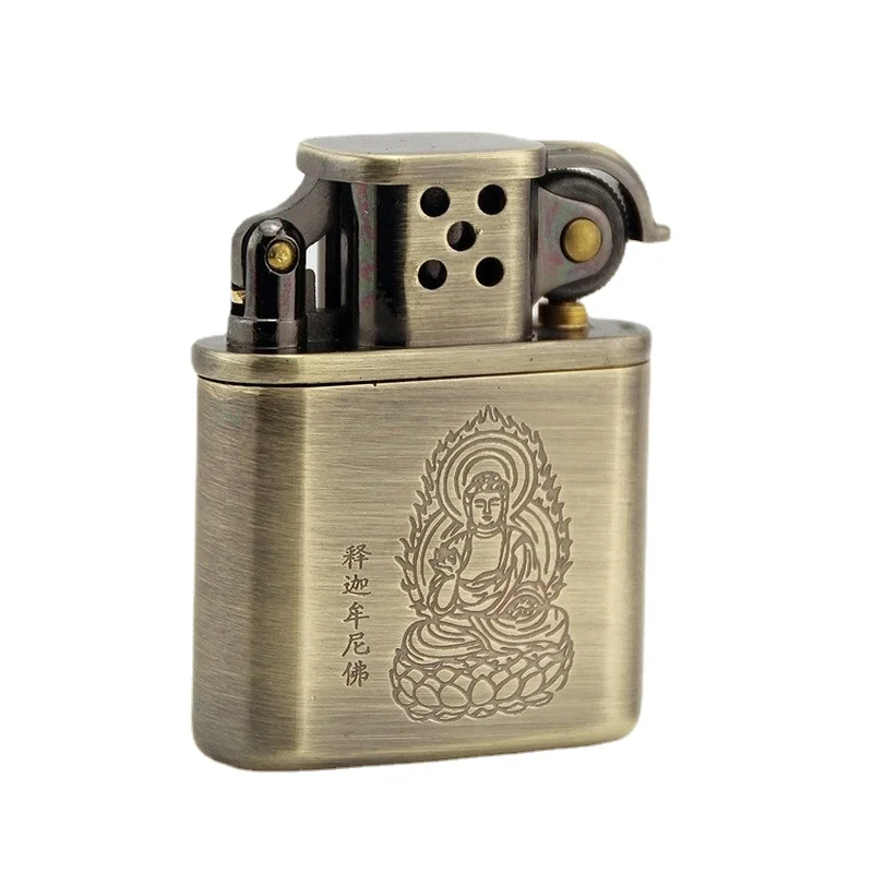 Sakyamuni Creative Pure Copper Kerosene Lighter Interchangeable Movement Luxury Lighter Old Vintage Retro Windproof Briquet
Sakyamuni Creative Pure Copper Kerosene Lighter Interchangeable Movement Luxury Lighter Old Vintage Retro Windproof Briquet