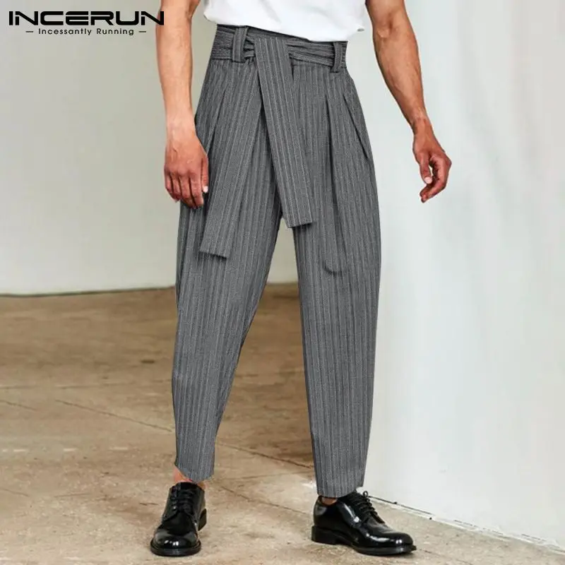 Men Striped Pants Streetwear Joggers Loose 2022 Vintage Casual Trousers With Belt Zipper Leisure Pantalones Hombre S-5XL INCERUN 
Men Striped Pants Streetwear Joggers Loose 2022 Vintage Casual Trousers With Belt Zipper Leisure Pantalones Hombre S-5XL INCERUN