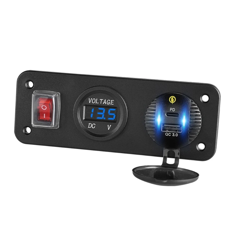 12V 24V Car QC3.0 USB Type C PD Fast Charger With LED Voltmeter ON OFF Switch Panel for Car Boat Marine RV SUV
12V 24V Car QC3.0 USB Type C PD Fast Charger With LED Voltmeter ON OFF Switch Panel for Car Boat Marine RV SUV
