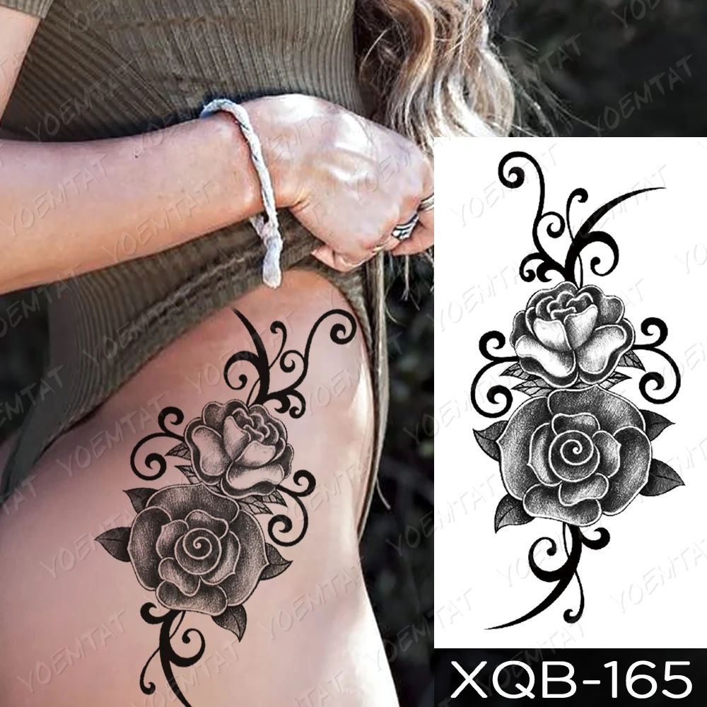Водостойкая Временная тату наклейка 3D розы цветы флэш татуировки тотем Бабочка