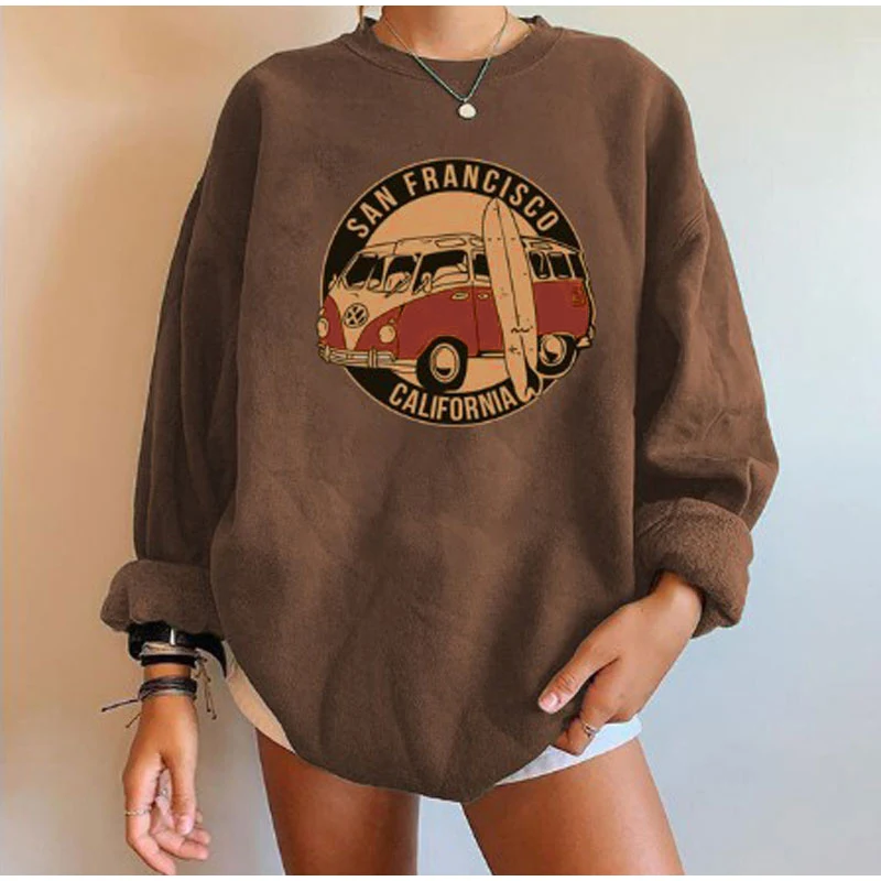 FAKUNTN Low Price Promotion Women Sweatshirts San Francisco California Buses Print Oversized Top Woman Drop-shoulder Pullovers
FAKUNTN Low Price Promotion Women Sweatshirts San Francisco California Buses Print Oversized Top Woman Drop-shoulder Pullovers
