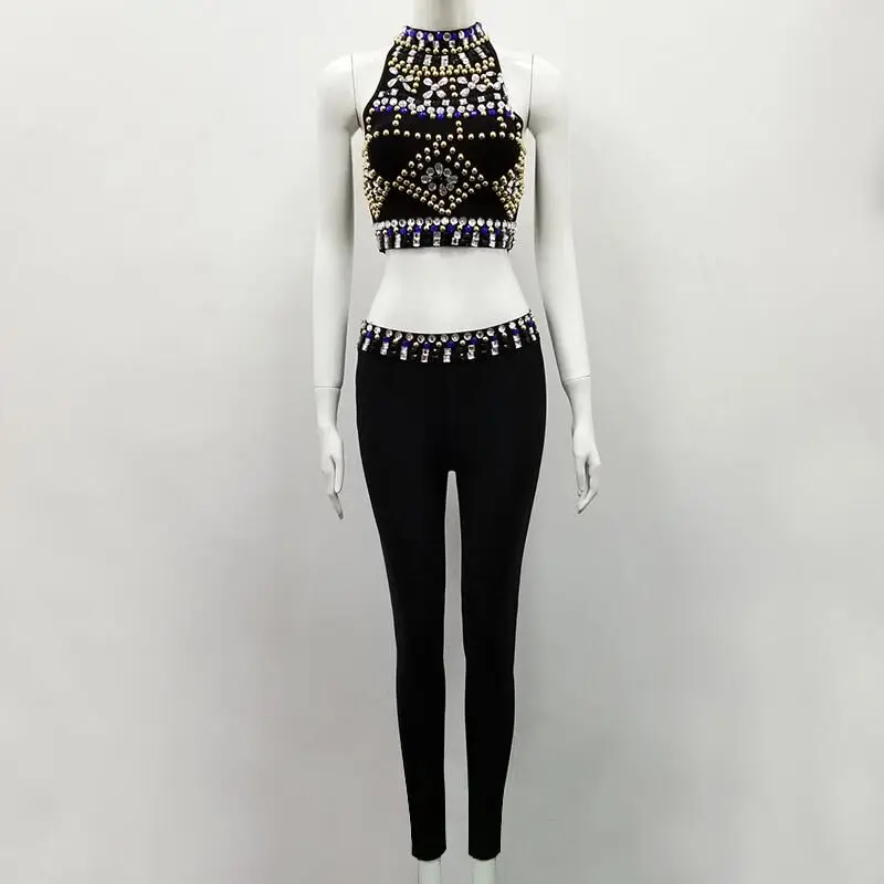 Sale High Quality Women Clothing Set Sexy Beading 2 Pieces Bandage Sets Crop Tops + Bandage Pants
Sale High Quality Women Clothing Set Sexy Beading 2 Pieces Bandage Sets Crop Tops + Bandage Pants