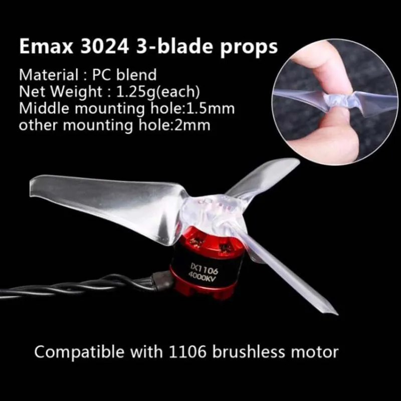 6Pairs EMAX3024 Three-blade 3X2.4X3mm Three-inch CW/CCW Mini Multi-axis Propeller for RC FPV Racing Drone Motor Accessories
6Pairs EMAX3024 Three-blade 3X2.4X3mm Three-inch CW/CCW Mini Multi-axis Propeller for RC FPV Racing Drone Motor Accessories
