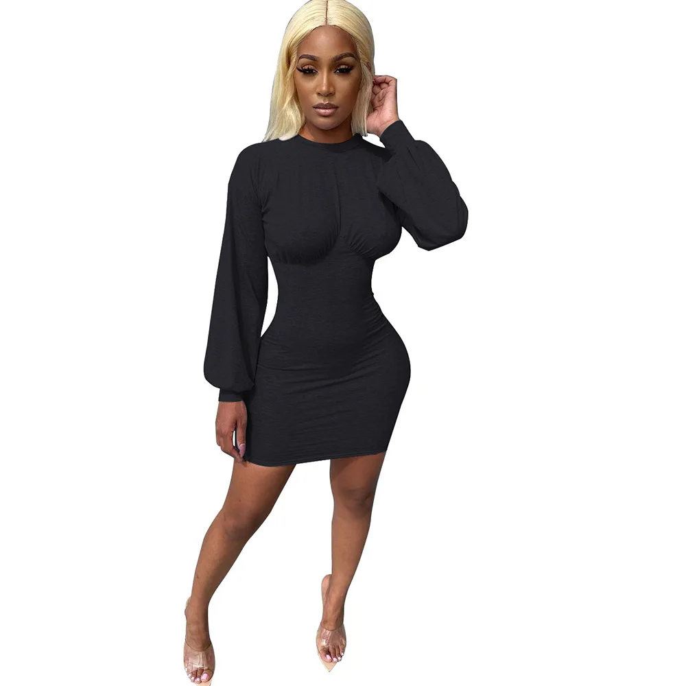 Fashion Casual Solid Lantern Sleeve Bodycon Mini Vintage Dress Robe Femme
Fashion Casual Solid Lantern Sleeve Bodycon Mini Vintage Dress Robe Femme