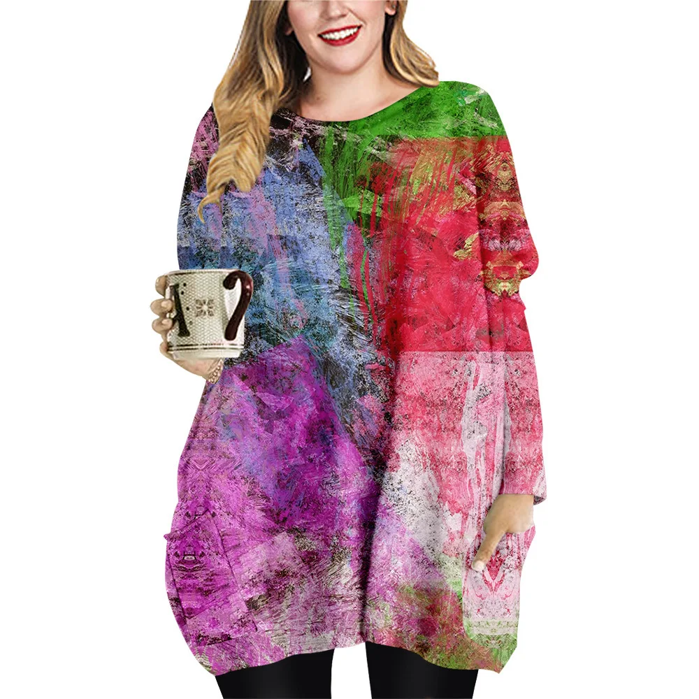 Spring Autumn Plus-size Women 3D Print Mini Dresses Loose Sexy O-neck Long Sleeve Ladies Dresses Oversize Beach Dress
Spring Autumn Plus-size Women 3D Print Mini Dresses Loose Sexy O-neck Long Sleeve Ladies Dresses Oversize Beach Dress