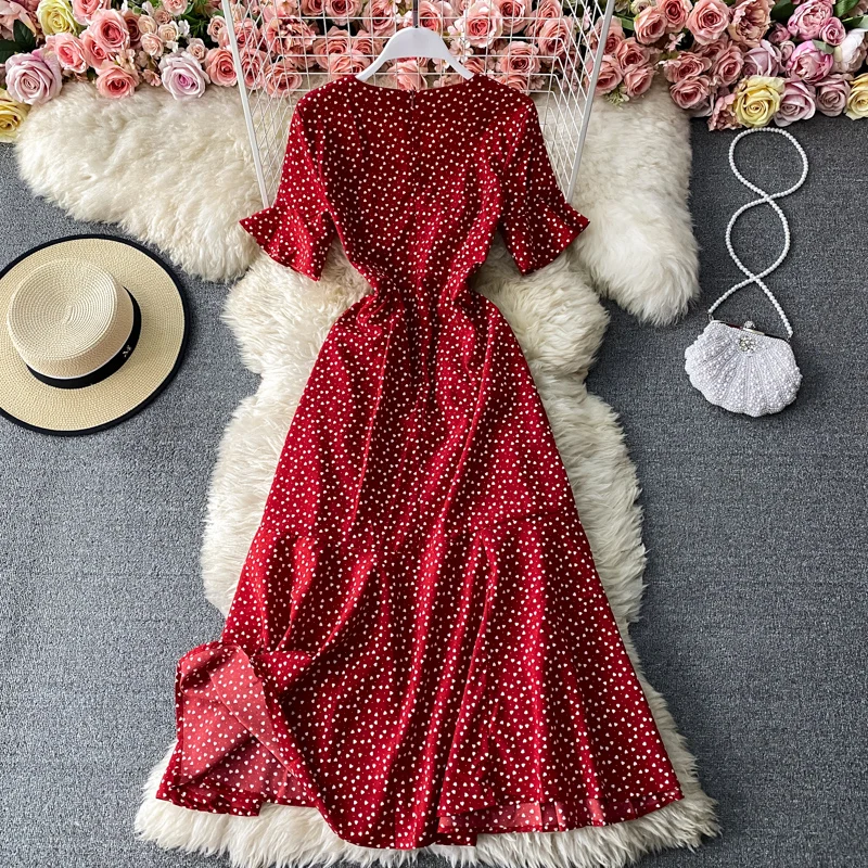 Summer 2021 Vintage Women Red Polka Dot Irregular Midi Dress Female Party Beach Vacation Drawstring Vestidos Korean Fashion New
Summer 2021 Vintage Women Red Polka Dot Irregular Midi Dress Female Party Beach Vacation Drawstring Vestidos Korean Fashion New