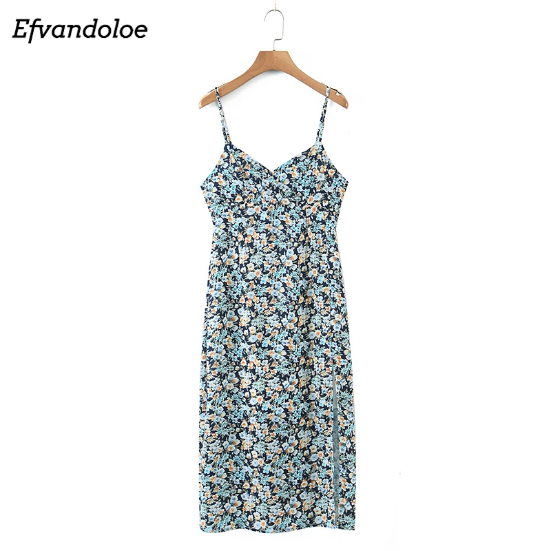 Summer Spaghetti Strap Floral Print Dress Women Midi Side Split Dresses 2021 Holiday Beach Dress
Summer Spaghetti Strap Floral Print Dress Women Midi Side Split Dresses 2021 Holiday Beach Dress