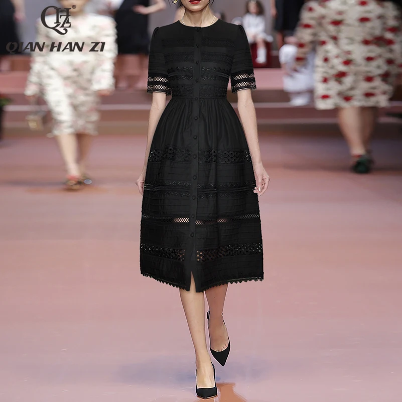 Qian Han Zi designer high-end summer dress Single-breasted fashion embroidered Patchwork Hook flower hollow dress for Women
Qian Han Zi designer high-end summer dress Single-breasted fashion embroidered Patchwork Hook flower hollow dress for Women