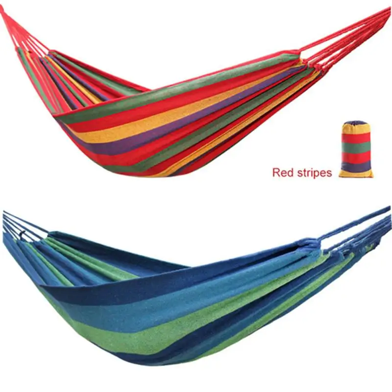 Outdoor Hammock Portable Garden Hammock Sports Home Travel Camping Swing Canvas Stripe Hang Bed Hammock Double Single People
Outdoor Hammock Portable Garden Hammock Sports Home Travel Camping Swing Canvas Stripe Hang Bed Hammock Double Single People