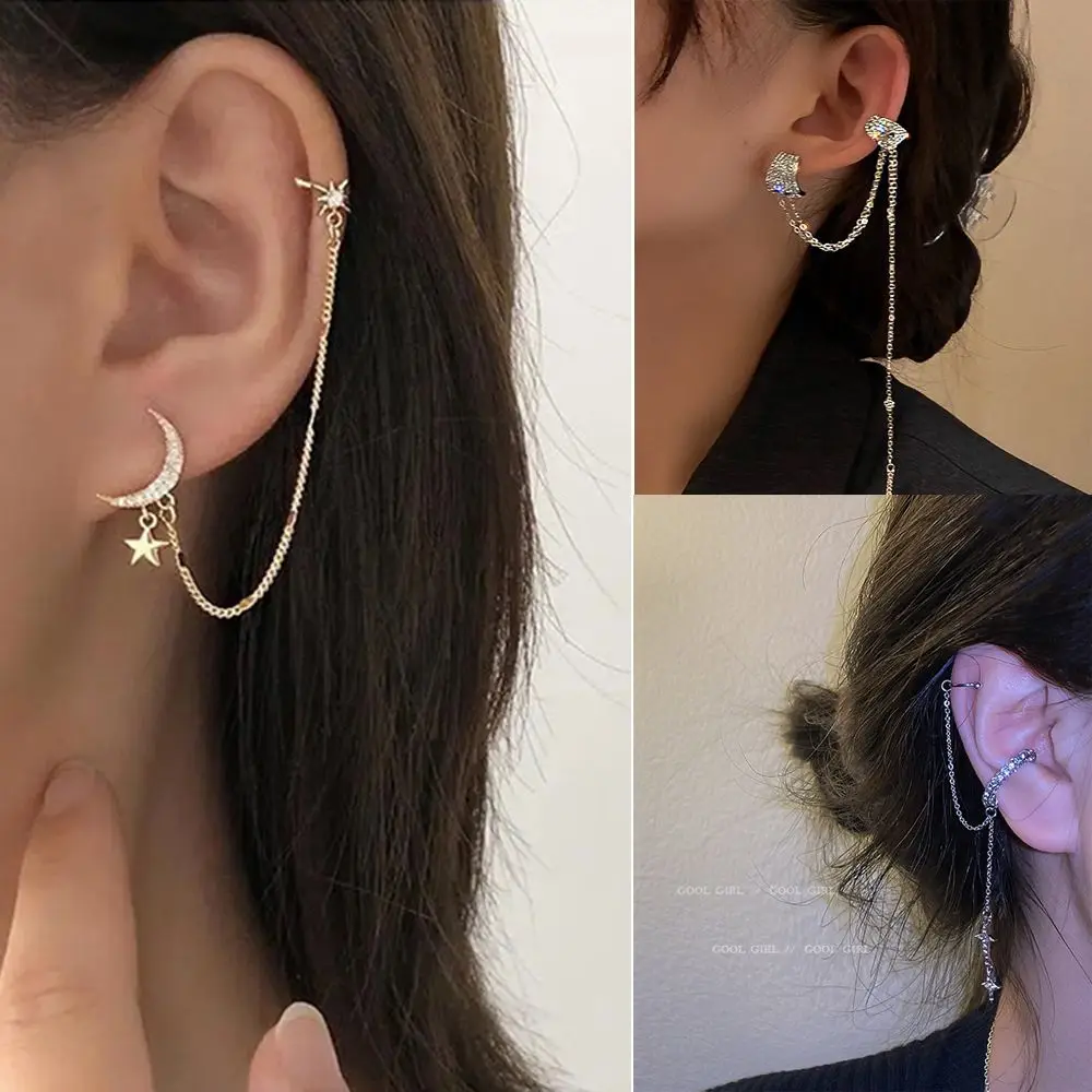 Fashion Tassel Earring Party Women Girls Moon Star Clip Earrings Long Chain Drop Earrings Ear Clip Rhinestone Earring
Fashion Tassel Earring Party Women Girls Moon Star Clip Earrings Long Chain Drop Earrings Ear Clip Rhinestone Earring