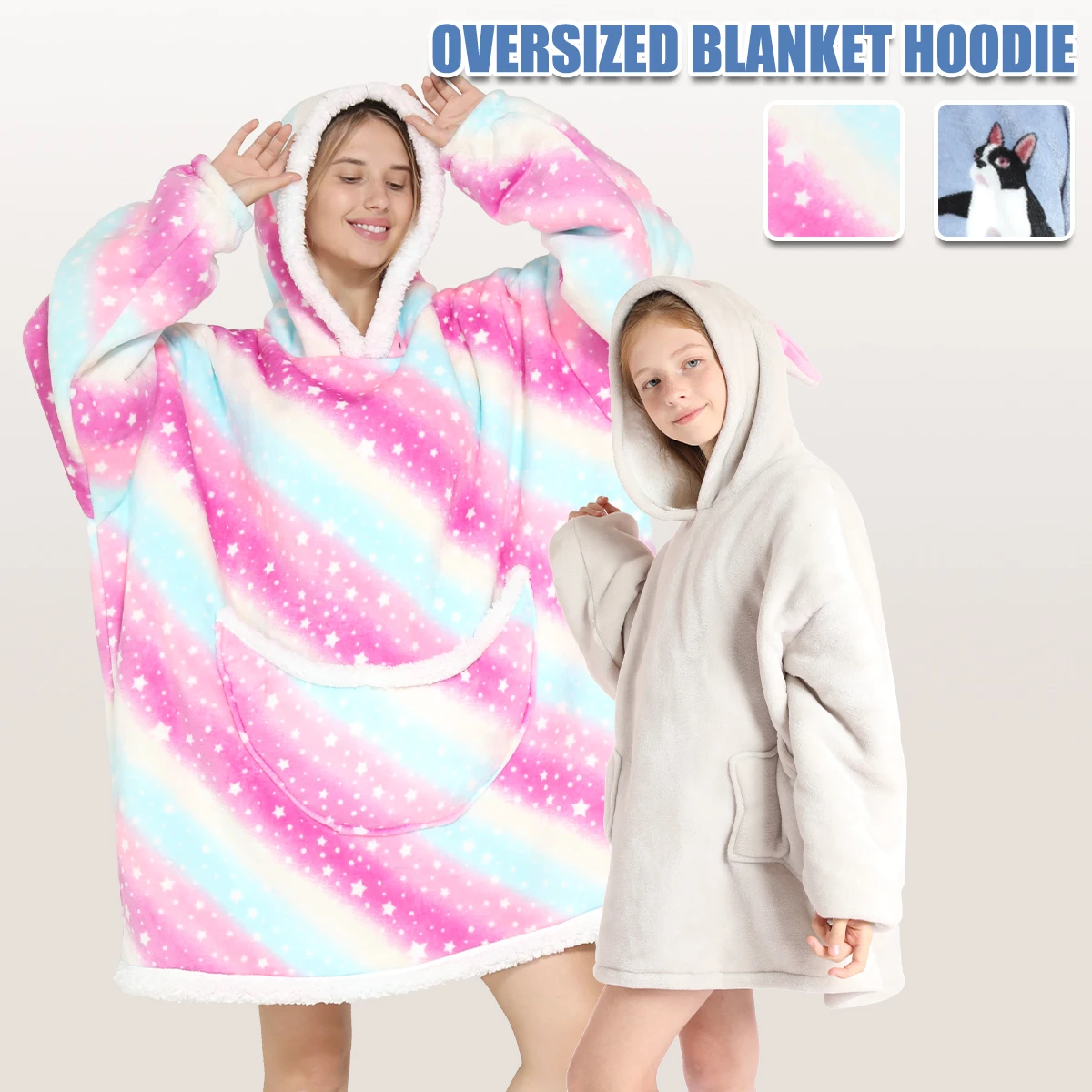 Cartoon Oversized Hoodie Sweatshirt Women Printed Wearable Blanket Hoodie Fleece Warm Kids Sleepwear Hoody Sweatshirt Blanket
Cartoon Oversized Hoodie Sweatshirt Women Printed Wearable Blanket Hoodie Fleece Warm Kids Sleepwear Hoody Sweatshirt Blanket