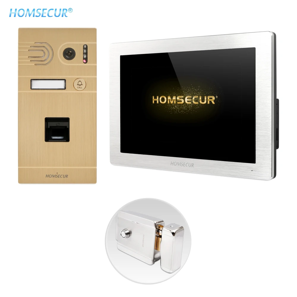 HOMSECUR 4 проводной AHD видео и аудио Домашний домофон доступ по отпечатку пальца не