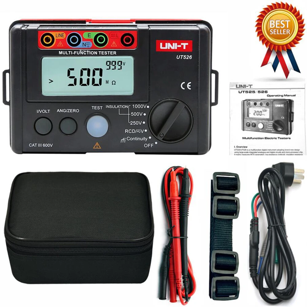 UNI-T UT526 Multifunctional Eletrical Meter Leakage Protection RCD 1000V Voltmeter Low Insulation Resistance Tester Ohm Meter
UNI-T UT526 Multifunctional Eletrical Meter Leakage Protection RCD 1000V Voltmeter Low Insulation Resistance Tester Ohm Meter