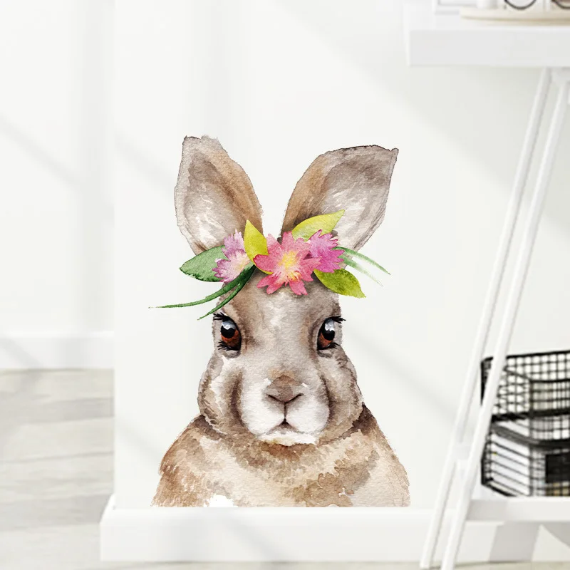 Tofok Cartoon Rabbit Wearing Wreath Wall Stickers Bedroom Porch Living Room Beautification Decorative Self-sticking Wall Paper
Tofok Cartoon Rabbit Wearing Wreath Wall Stickers Bedroom Porch Living Room Beautification Decorative Self-sticking Wall Paper