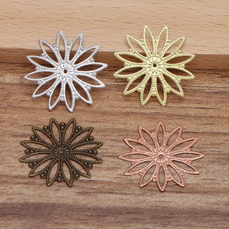 100pcs 25mm Vintage Circle Filigree Metal Flower Wraps Stamping Decoration Connectors Links Hair Head Jewelry DIY Findings
100pcs 25mm Vintage Circle Filigree Metal Flower Wraps Stamping Decoration Connectors Links Hair Head Jewelry DIY Findings