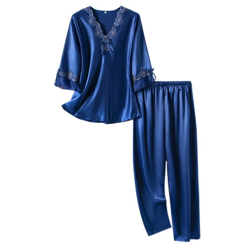 Women Satin Silk Pajama Sets Female Pajama Sleepwear Nightwear Set Three Quarter Sleeve Nuisette 4 Colors Two Piece
Women Satin Silk Pajama Sets Female Pajama Sleepwear Nightwear Set Three Quarter Sleeve Nuisette 4 Colors Two Piece