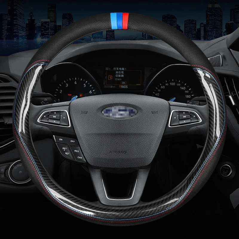 2016-2021 Carbon Fiber Cowhide Steering Wheel Cover Is Suitable for Ford Ranger Fiesta Focus Everest Kuga Ecosport Escape F-150
2016-2021 Carbon Fiber Cowhide Steering Wheel Cover Is Suitable for Ford Ranger Fiesta Focus Everest Kuga Ecosport Escape F-150