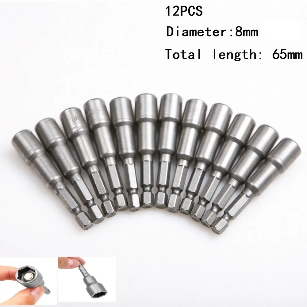 12PCS 8mm Nut Bit Set Metric 1/4 6.35mm Hex Shank Magnetic Socket Adapter Electric Screwdriver Bit For Power Tool Parts
12PCS 8mm Nut Bit Set Metric 1/4 6.35mm Hex Shank Magnetic Socket Adapter Electric Screwdriver Bit For Power Tool Parts