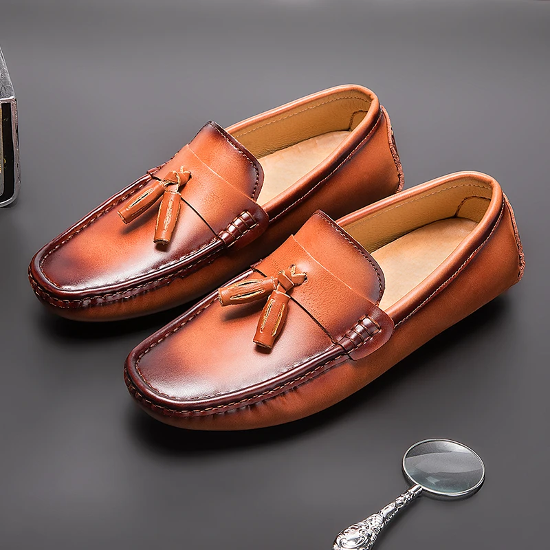 2021 Vintage Tassel Loafers Men British Fashion Leather Casual Driving Shoes Breathable Man Moccasins Boat Shoes Slip On Flats
2021 Vintage Tassel Loafers Men British Fashion Leather Casual Driving Shoes Breathable Man Moccasins Boat Shoes Slip On Flats