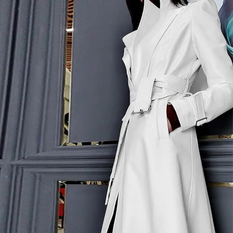 Spring Runway White Long Leather Trench Coat for Women Long Sleeve Elegant Luxury fashion Womens Coats 2021 Designer 
Spring Runway White Long Leather Trench Coat for Women Long Sleeve Elegant Luxury fashion Womens Coats 2021 Designer