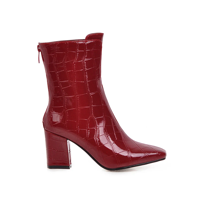 2020 Autumn Women's Ankle Boots Shoes Snake Leather Block High Heel Red White Short Boots Female Fashion Winter Boots Large Size
2020 Autumn Women's Ankle Boots Shoes Snake Leather Block High Heel Red White Short Boots Female Fashion Winter Boots Large Size