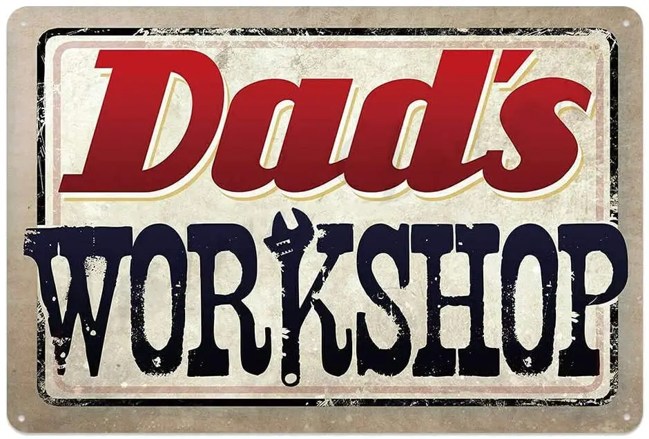 Garage Series Dad's Workshop Tin Metal Wall Decoration Sign, Man Cave/Garage Original Design of Thick Tinplate Wall Art
Garage Series Dad's Workshop Tin Metal Wall Decoration Sign, Man Cave/Garage Original Design of Thick Tinplate Wall Art