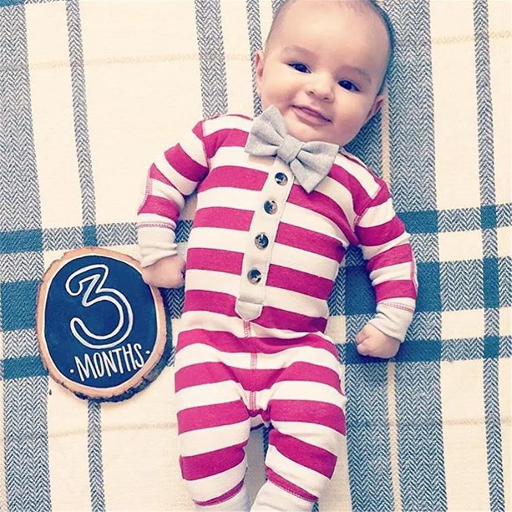 Baby Boys Girls Striped Romper Autumn Unisex Casual Long Sleeve Bow Round Neck Shoulder Buttons Jumpsuit Newborn Baby Clothes
Baby Boys Girls Striped Romper Autumn Unisex Casual Long Sleeve Bow Round Neck Shoulder Buttons Jumpsuit Newborn Baby Clothes