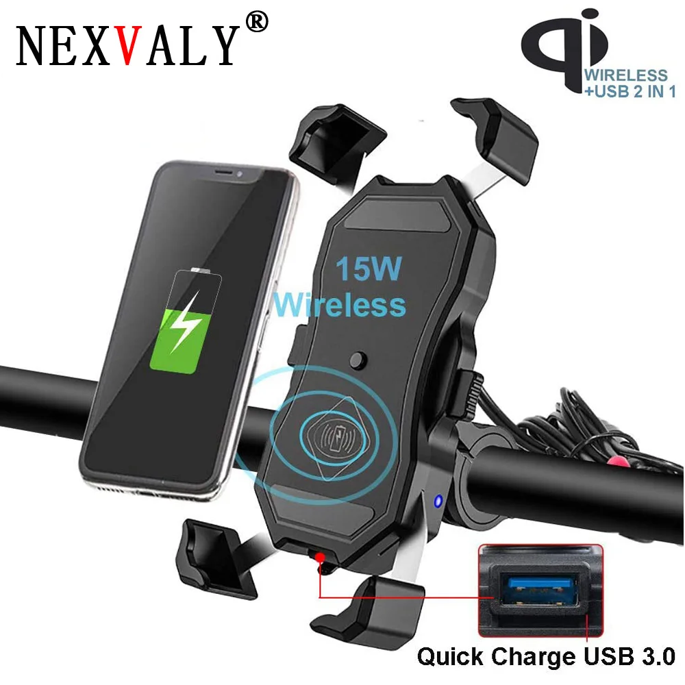 NEXVALY Phone Holder Wireless Charger 15W Motorcycle USB Phone Mount Handlebar Stand 360 Degree Rotation Bracket
NEXVALY Phone Holder Wireless Charger 15W Motorcycle USB Phone Mount Handlebar Stand 360 Degree Rotation Bracket