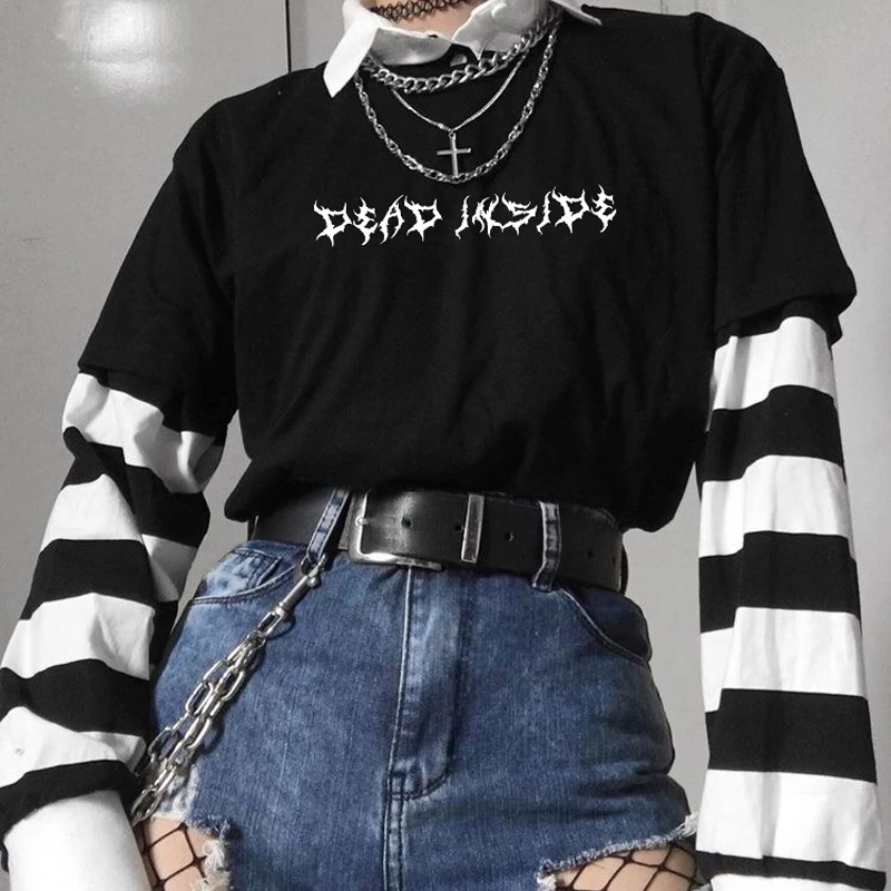 Dead Inside Letter Printed Woman Tshirts Grunge Tumblr Gothic Short Sleeve Cotton Graphic Oversized Tshirts Tops Women Clothes
Dead Inside Letter Printed Woman Tshirts Grunge Tumblr Gothic Short Sleeve Cotton Graphic Oversized Tshirts Tops Women Clothes