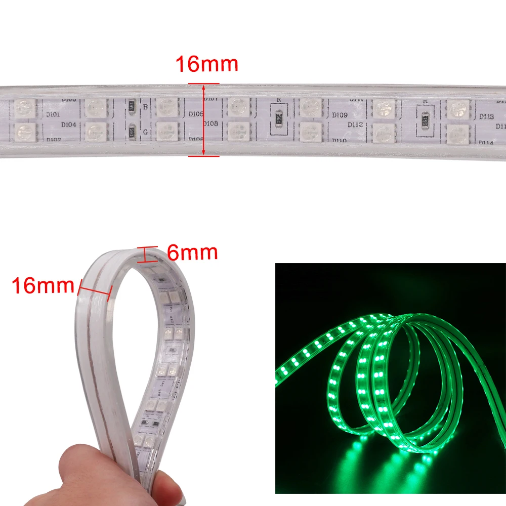 RGB LED Strip Light 220V 110V AC Waterproof 5050 Double Row 120LED/m Super Bright Flexible Led Ribbon 1m 5m 10m 20m 25m 50m 100m
RGB LED Strip Light 220V 110V AC Waterproof 5050 Double Row 120LED/m Super Bright Flexible Led Ribbon 1m 5m 10m 20m 25m 50m 100m