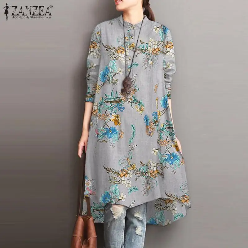 Bohemian Printed Blouse Women Casual Long Sleeve O Neck Shirt ZANZEA Vintage Floral Chemise Irregular Hem Tunic Tops Oversized
Bohemian Printed Blouse Women Casual Long Sleeve O Neck Shirt ZANZEA Vintage Floral Chemise Irregular Hem Tunic Tops Oversized