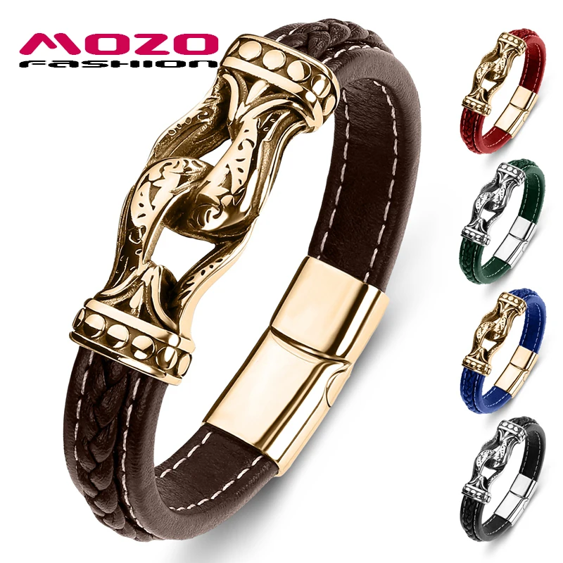 MOZO FASHION Wholesale Punk Men Multi Color Genuine Leather Stainless Steel High Quality Handmade Gift For Cool Boy Jewelry 081
MOZO FASHION Wholesale Punk Men Multi Color Genuine Leather Stainless Steel High Quality Handmade Gift For Cool Boy Jewelry 081