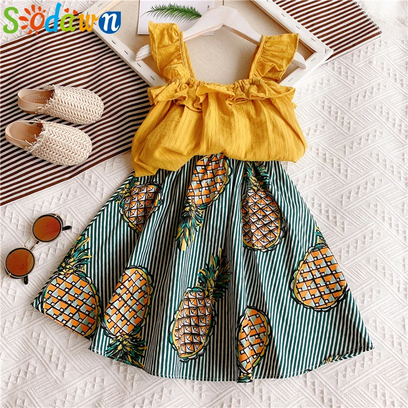 Sodawn Summer Baby Girl Clothing Sets Flower Sleeveless Top+Fruit Printed Skirts 2Pcs Toddler Kids Clothes Outfits For Girl
Sodawn Summer Baby Girl Clothing Sets Flower Sleeveless Top+Fruit Printed Skirts 2Pcs Toddler Kids Clothes Outfits For Girl