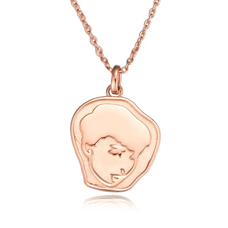 New Creative Vintage Hepburn Avatar 925 Sterling Silver Jewelry Rose Gold Irregular Coin Round Beautiful Pendant Necklaces 
New Creative Vintage Hepburn Avatar 925 Sterling Silver Jewelry Rose Gold Irregular Coin Round Beautiful Pendant Necklaces