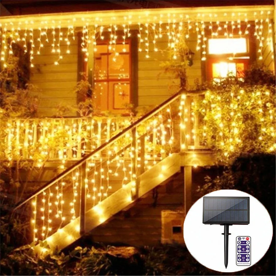 3M/5M Solar Powered Led Icicle Curtain String Light Waterproof Outdoor Curtain String Light For Holiday Christmas Wedding Party
3M/5M Solar Powered Led Icicle Curtain String Light Waterproof Outdoor Curtain String Light For Holiday Christmas Wedding Party